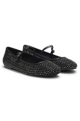 Sparkle-mesh ballerina pumps with buckled strap 1