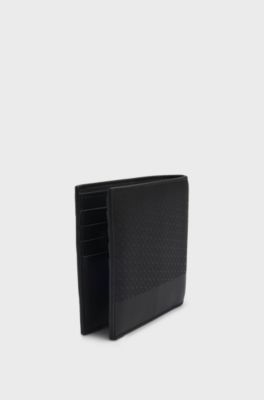 Monogram wallet with plain trims, Black