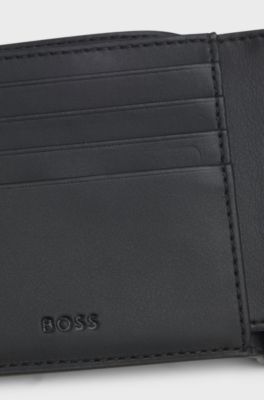 Monogram wallet with plain trims, Black