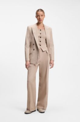 Suede loafers with branded penny trim, Light Beige