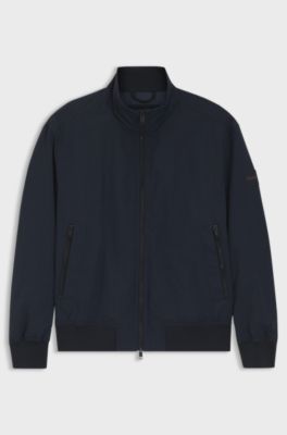 Water-repellent blouson jacket in crinkle fabric, Dark Blue