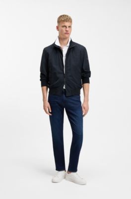 Water-repellent blouson jacket in crinkle fabric, Dark Blue