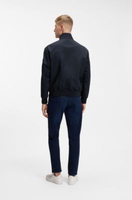 Water-repellent blouson jacket in crinkle fabric, Dark Blue