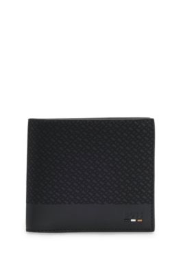 Monogram wallet with plain trims, Black