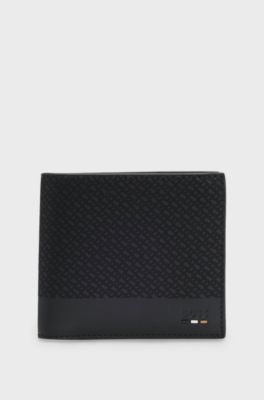 Geldb&ouml;rse mit Monogramm und unifarbenen Details, Schwarz