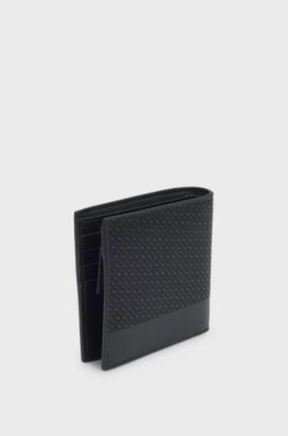 Geldb&ouml;rse mit Monogramm und unifarbenen Details, Schwarz