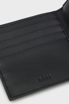 Geldb&ouml;rse mit Monogramm und unifarbenen Details, Schwarz