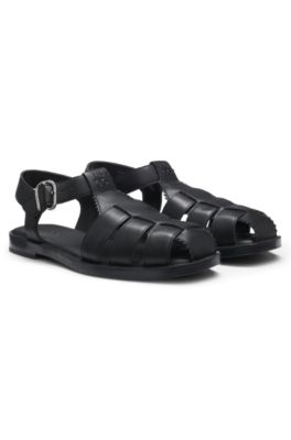 Fischer-Style Sandalen aus Leder mit Stack-Logo, Schwarz