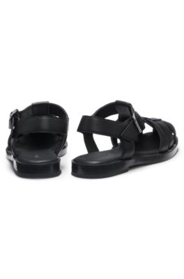 Fischer-Style Sandalen aus Leder mit Stack-Logo, Schwarz