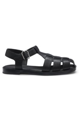 Fischer-Style Sandalen aus Leder mit Stack-Logo, Schwarz