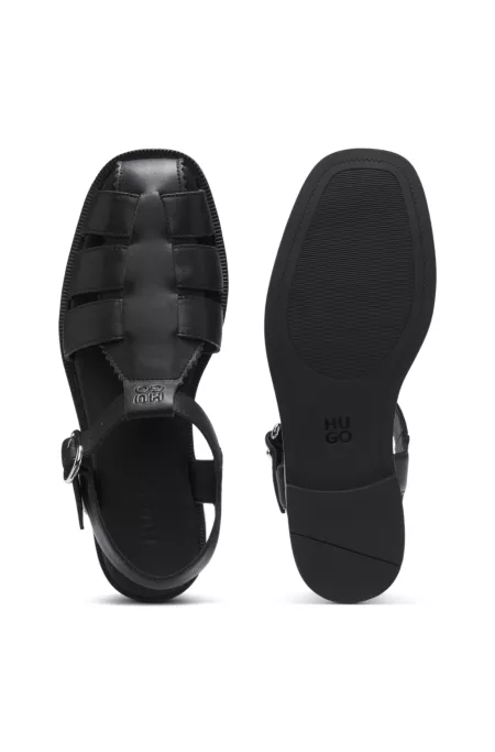 Fisherman-style sandals in leather with stacked logo