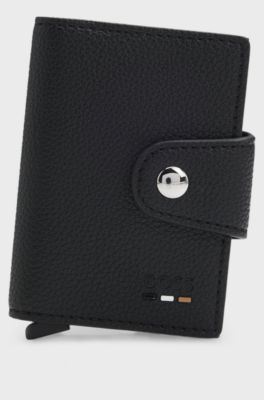 Grained faux-leather card holder with Secrid technology, Black