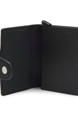 Grained faux-leather card holder with Secrid technology, Black
