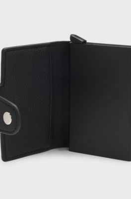 Grained faux-leather card holder with Secrid technology, Black