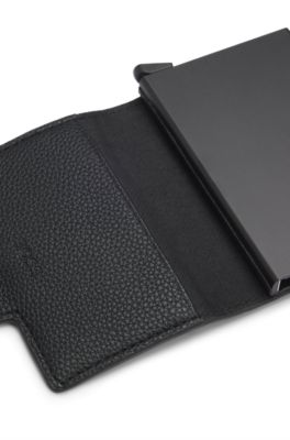 Grained faux-leather card holder with Secrid technology, Black