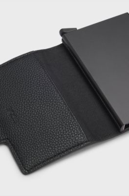 Grained faux-leather card holder with Secrid technology, Black
