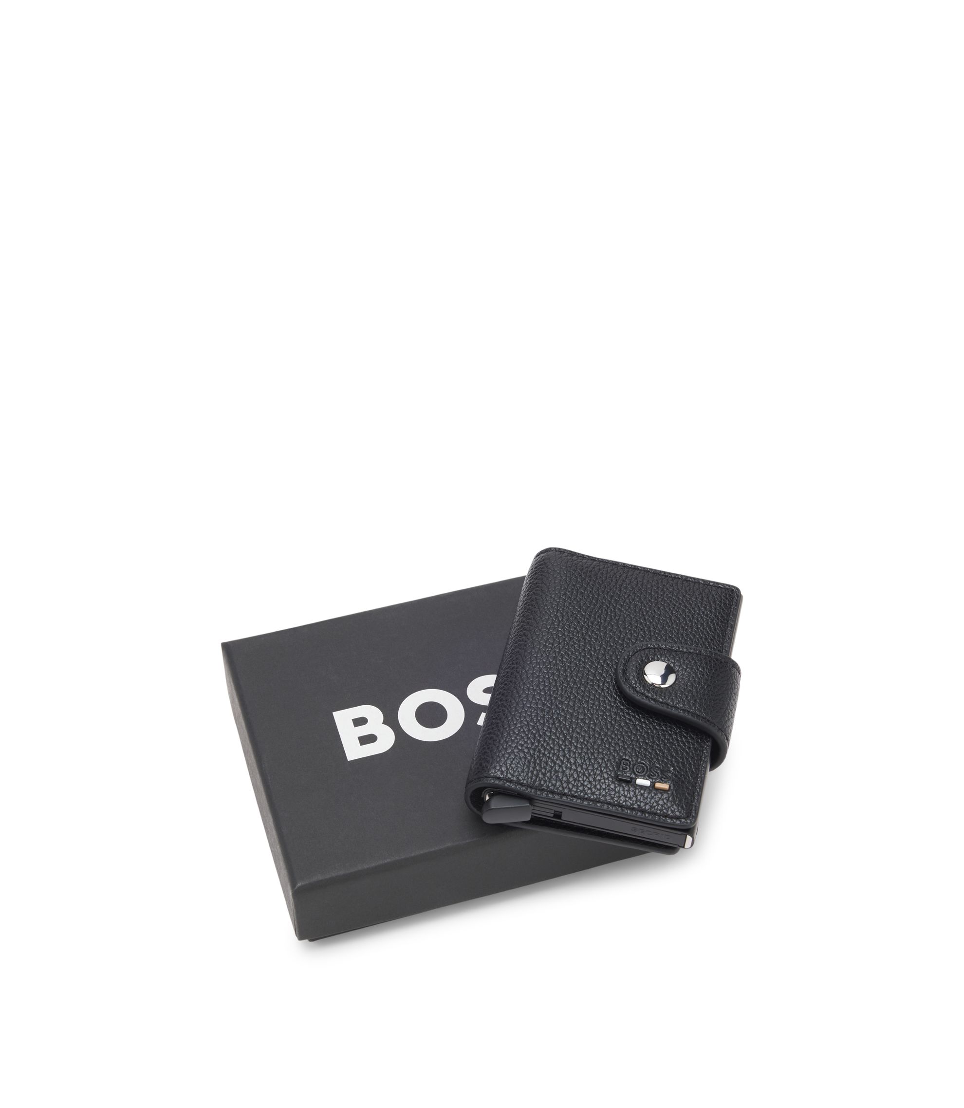 BOSS - Grained faux-leather card holder with Secrid technology - Black