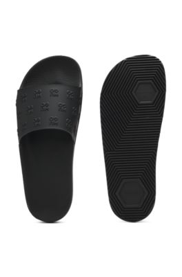 HUGO - Slides with repeat stacked-logo uppers - Black