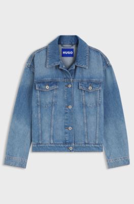 Trucker jacket in blue denim, Blue