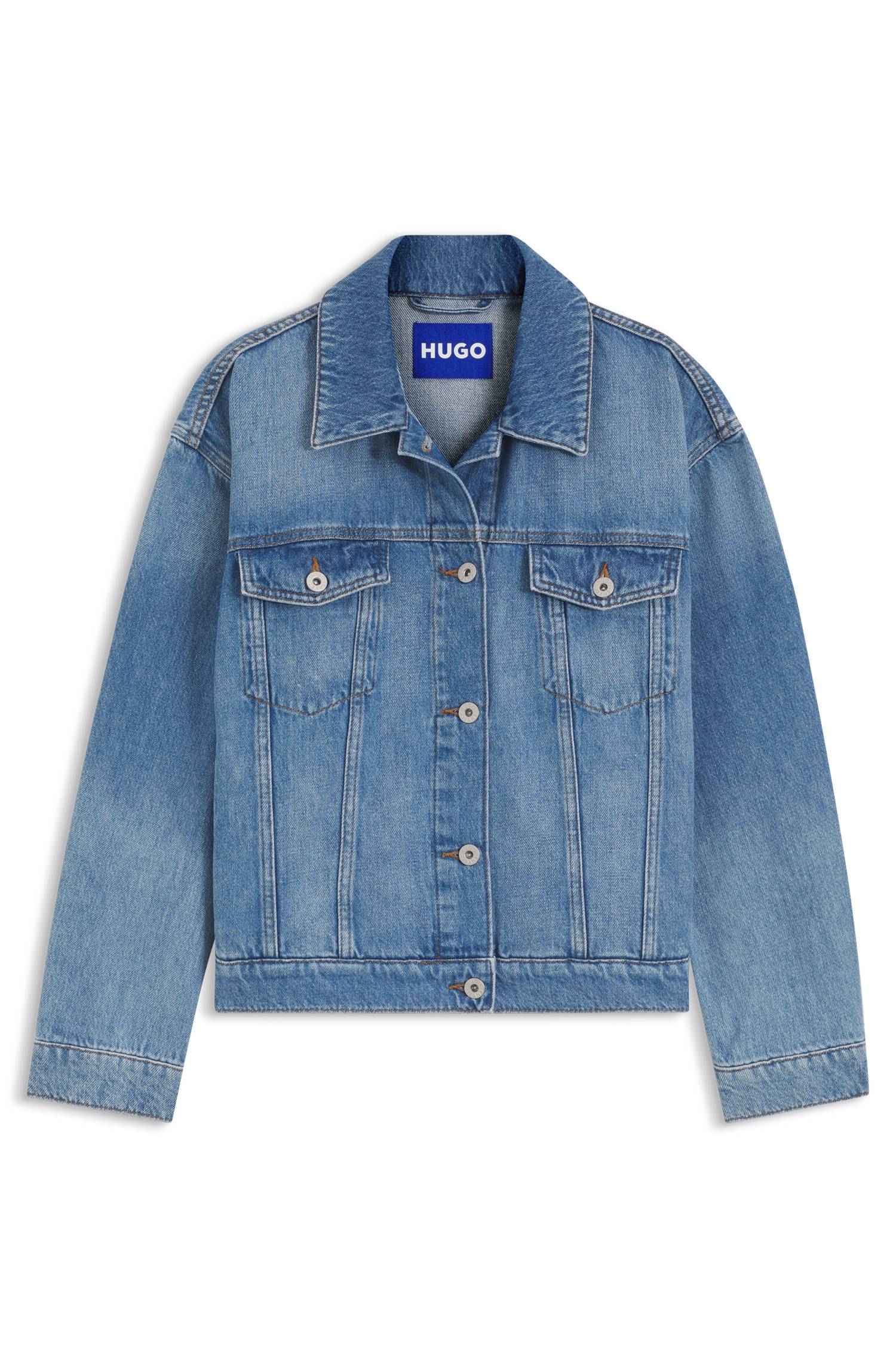 Hugo Trucker jacket in blue denim jackor dam – bild 4