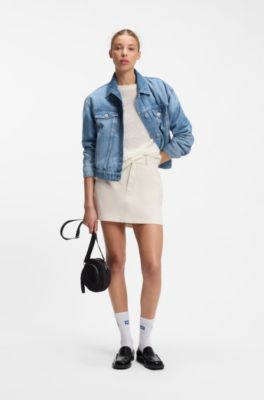 Trucker jacket in blue denim, Blue
