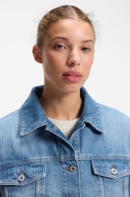 Trucker jacket in blue denim, Blue