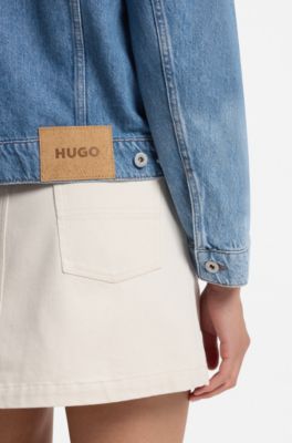 Trucker jacket in blue denim, Blue