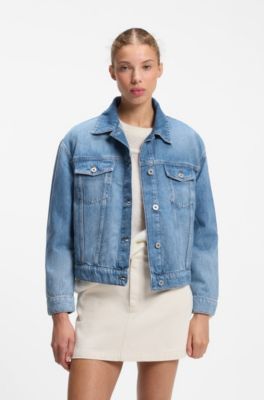 Trucker jacket in blue denim, Blue