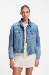 Trucker jacket in blue denim, Blue
