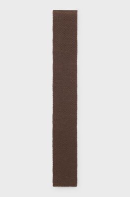 BOSS BY BECKHAM Tie in linen and tussah silk, Dark Brown