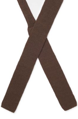 BOSS BY BECKHAM Tie in linen and tussah silk, Dark Brown