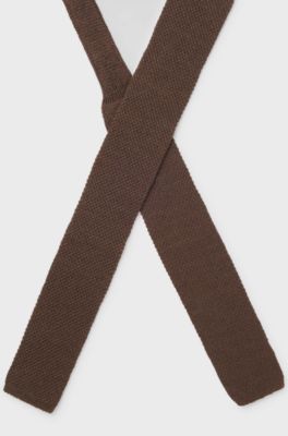 BOSS BY BECKHAM Tie in linen and tussah silk, Dark Brown