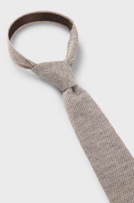 BOSS BY BECKHAM Tie in linen and tussah silk, Beige