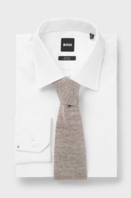 BOSS BY BECKHAM Tie in linen and tussah silk, Beige