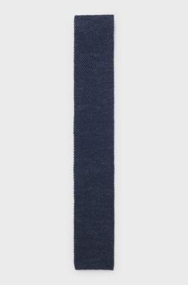 BOSS BY BECKHAM Tie in linen and tussah silk, Dark Blue