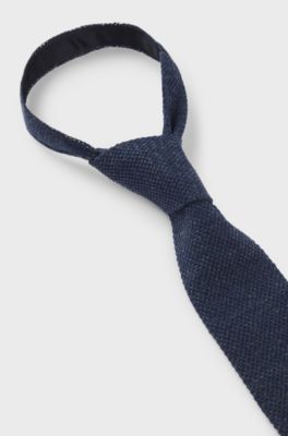 BOSS BY BECKHAM Tie in linen and tussah silk, Dark Blue