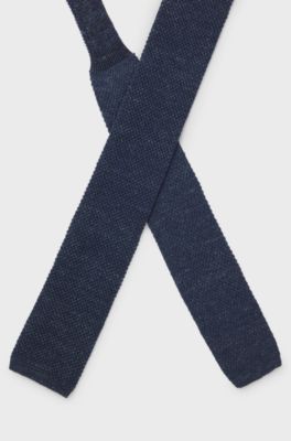 BOSS BY BECKHAM Tie in linen and tussah silk, Dark Blue