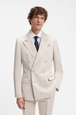 BOSS BY BECKHAM-stropdas van linnen en natuurlijke zijdestof, Donkerblauw