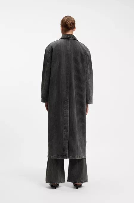 Trench en denim noir délavé à rayures tennis