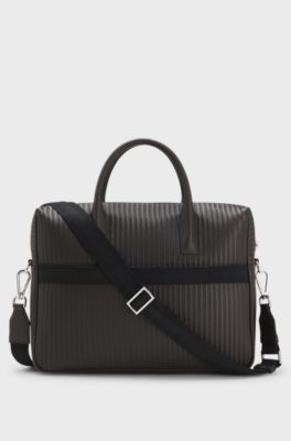 Borsa portadocumenti con motivo goffrato all-over, Marrone scuro