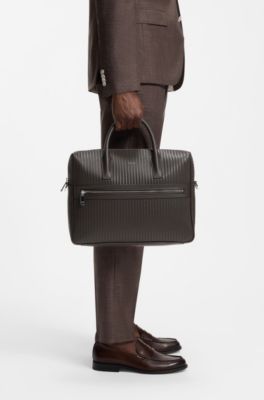 Document case with all-over embossed pattern, Dark Brown