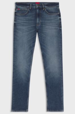Slim-fit jeans in blue stretch denim, Blue