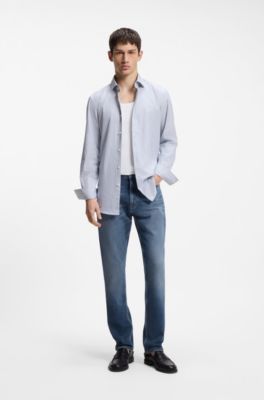 Slim-fit jeans in blue stretch denim, Blue