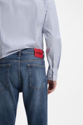 Slim-fit jeans in blue stretch denim, Blue