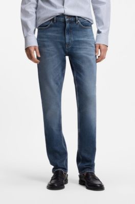 Slim-fit jeans in blue stretch denim, Blue
