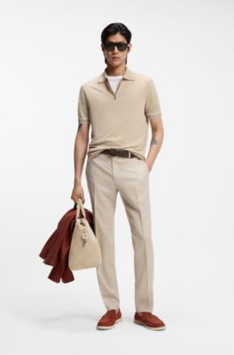 Weekender aus perforiertem Veloursleder mit metallenen Logo-Buchstaben, Hellbeige