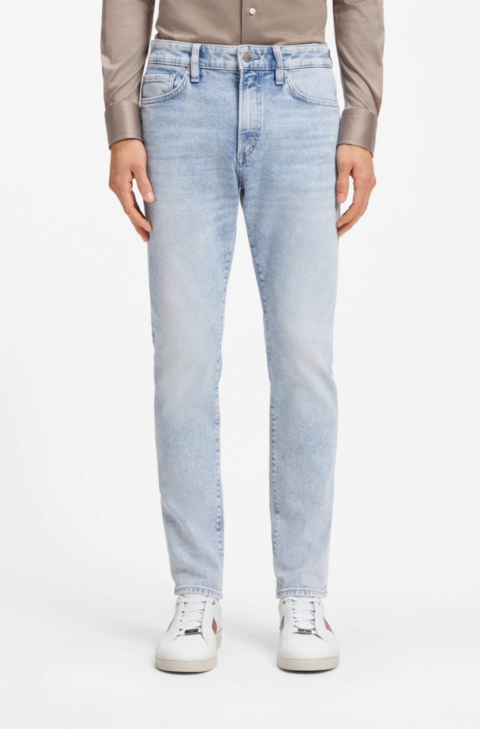 Slim-fit jeans in silk-blend denim