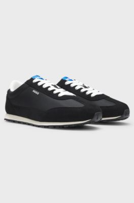 Sneakers i teksturstof med stjernedetalje, Sort