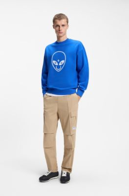 Textured-fabric trainers with star detail, Black