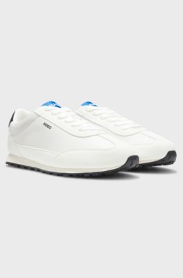 Textured-fabric trainers with star detail, Natural